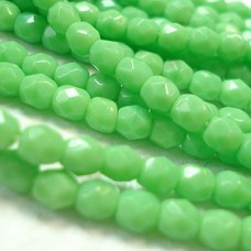 4mm Czech Firepolish Beads - Opaque Spring Green - Pack of 50