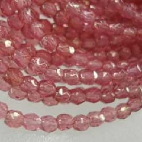 3mm Czech Firepolish Beads - Milky Pink Bronze Picasso