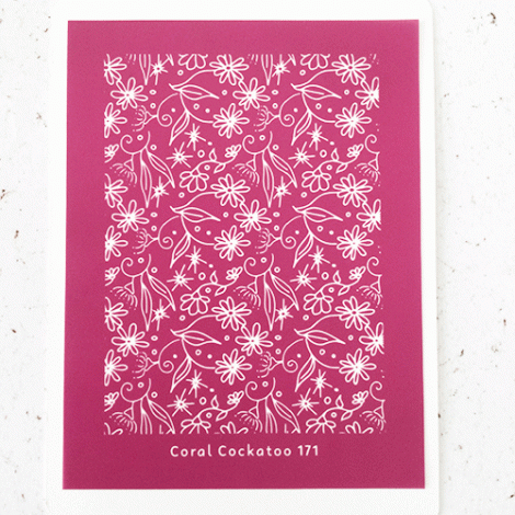 9x12cm Coral Cockatoo Silk Screen Sheet - Native Australian Flora Garden