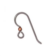 20ga TierraCast Niobium Unanodized Grey Earwires with 2mm Copper Bead