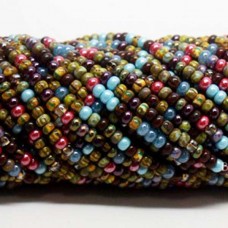 8/0 Czech Limited Edition Seed Beads - Aged Zen Multi-Striped Picasso Mix  - Per Strand