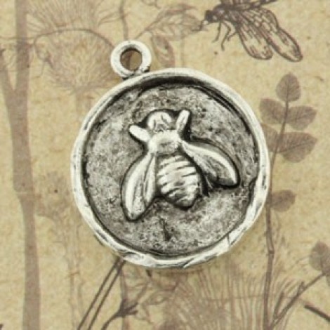 25x20mm Nunn Design Silver Pl Bee Medallion