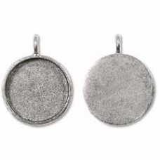 25mm (20mm ID) Nunn Design Anti Silver Circle Pendant Bezel - Each