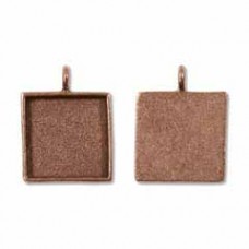 34x26mm Nunn Design Antique Copper Square Bezel Pendant - Each