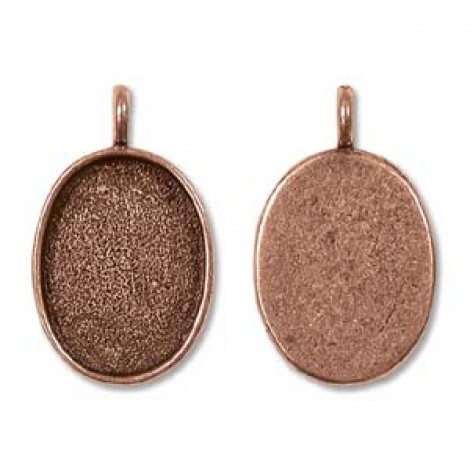 35x20mm Patera Oval Pendant Bezel - Ant Copper Plated