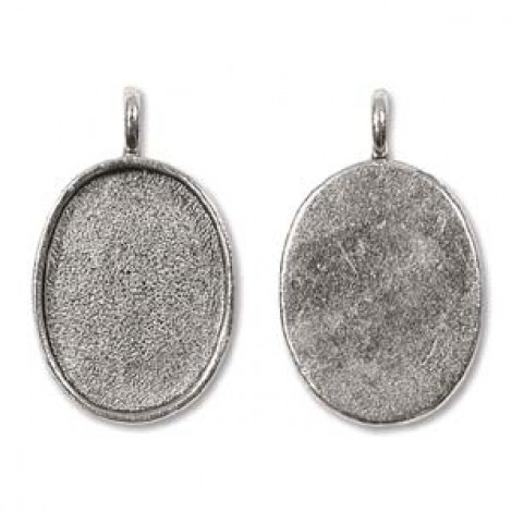35x20mm Patera Oval Pendant Bezel - Silver Plated