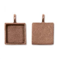 26x18.5mm Nunn Design Patera Square Pendant Bezel - Ant Copper Plate - Each