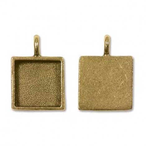 26x18.5mm Nunn Design Patera Square Pendant Bezel - Ant Gold Plated - Each