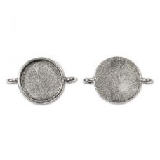 19x27mm (15.9mm ID) Nunn Circle Bezel Links - Ant Silver - Pack of 2