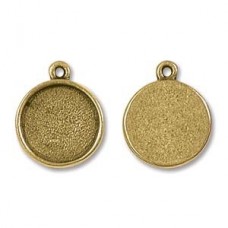 14x18mm (12.7mmID) Nunn Circle Bezel Drops - Antique 22K Gold Plated - Pack of 2