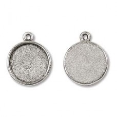 14x18mm (12.7mmID) Nunn Circle Bezel Drops - Ant Silver - Pack of 2