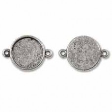 15x20mm Nunn Design Ant Silver Circle Bezel Links - Pack of 2