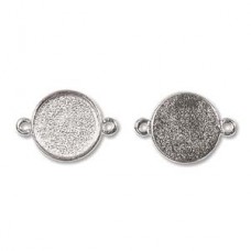 15x21mm Nunn Design Bright Silver Pl Circle Bezel Links - Pack of 2