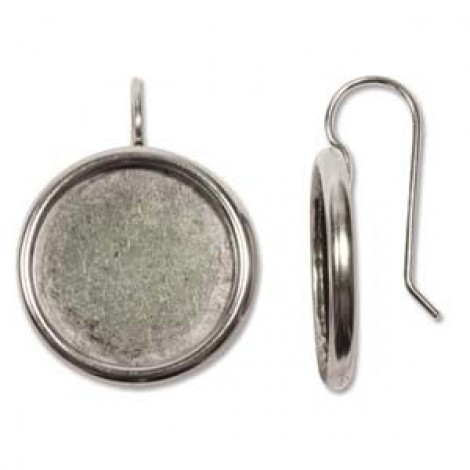 18mm ID Ant Silver Nunn Design Large Circle Bezel Earwires