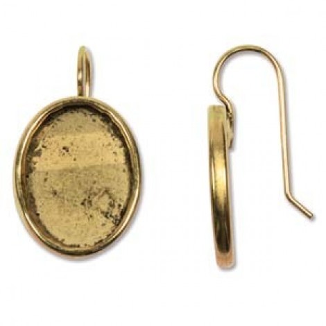 20x16mm Ant Gold Nunn Design Lge Oval Bezel Earwires