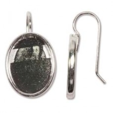 17x13mm Brt Silver Nunn Design Sm Oval Bezel Earwires - Per Pair