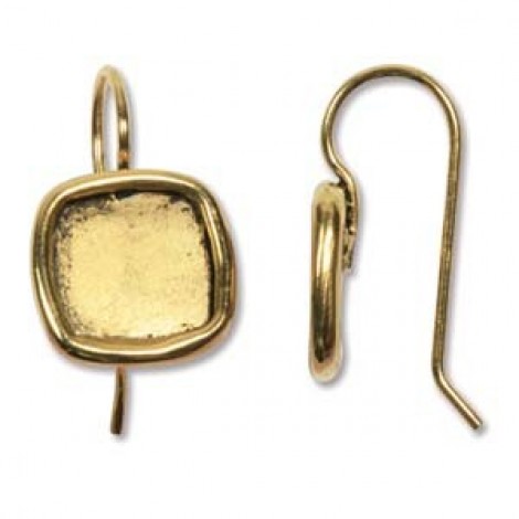10mm ID Ant 22K Gold Nunn Design Small Square Bezel Earwires