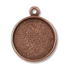 14.5x18mm Nunn Design Round Bezel Pendant - Ant Copper - Each