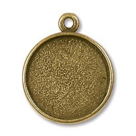 14.5x18mm Nunn Design Round Bezel Pendant - Ant Gold