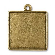 Nunn Design 26x30mm Square Bezel Pendant - Ant Gold