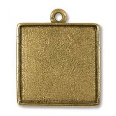 Nunn Design 26x30mm Square Bezel Pendant - Ant Gold - each