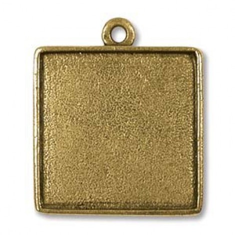 Nunn Design 26x30mm Square Bezel Pendant - Ant Gold - each