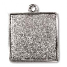 Nunn Design 26x30mm Square Bezel Pendant - Ant Silver - each