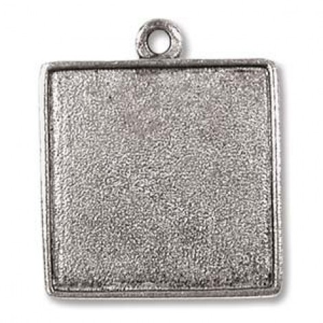 Nunn Design 26x30mm Square Bezel Pendant - Ant Silver - each