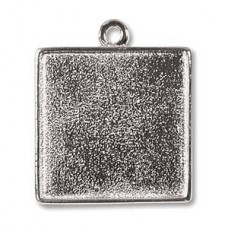 Nunn Design 26x30mm Square Bezel Pendant - Bright Silver - Each