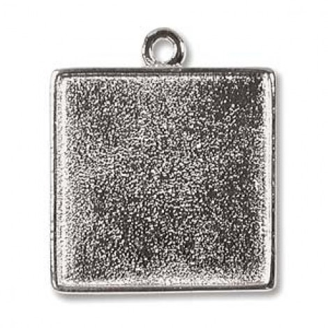 Nunn Design 26x30mm Square Bezel Pendant - Bright Silver