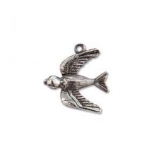 20x23mm Nunn Design Bird Charm - Ant Silver - Each