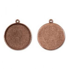33x38mm Nunn Design Round Pendant Bezel - Ant Copper - Each