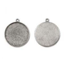 33x38mm Nunn Design Round Pendant Bezel - .999 Ant Silver - Each