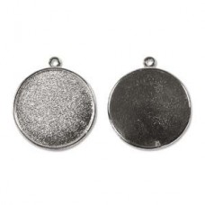 33x38mm Nunn Design Round Pendant Bezel - Bright Silver - Each