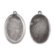 27x43mm Nunn Design Oval Bezel Pendant - Bright Silver - Each