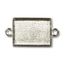 10x15mm Nunn Mini Rectangle Bezel Pendant -Bright Silver - Pack of 2