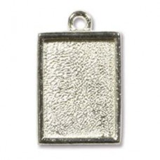 14.3x10.1mm ID Nunn Mini Rectangle Bezel - Bright Fine Silver Plated - Pack of 2