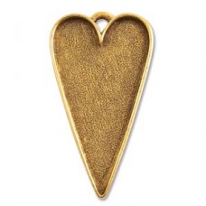 55x30mm Patera Large Heart Bezel Pendant - Ant Gold