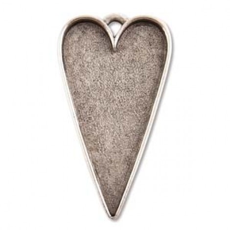 55x30mm Nunn Design Patera Large Heart Bezel Pendant - Ant Silver - Each