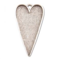 55x30mm Nunn Design Patera Large Heart Bezel Pendant - Silver - Each