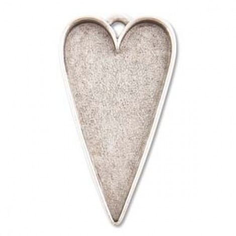 55x30mm Nunn Design Patera Large Heart Bezel Pendant - Silver - Each