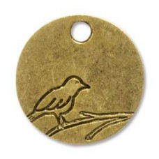 19mm Nunn Design Ant 22K Gold Plated Small Bird Round Tag - Each