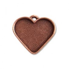 30x33mm Nunn Design Heart Bezel Pendant - Ant Copper - Each