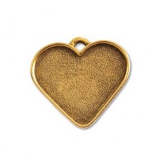 30x33mm Nunn Design Heart Bezel Pendant - Ant Gold - Each