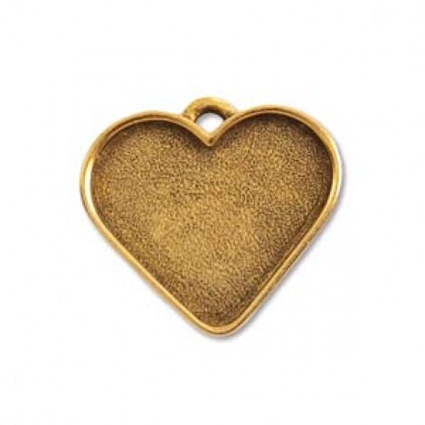 30x33mm Nunn Design Heart Bezel Pendant - Ant Gold