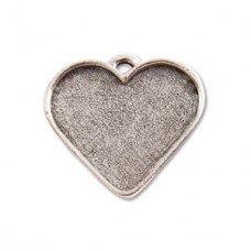 30x33mm Nunn Design Heart Bezel Pendant - Ant Silver - Each
