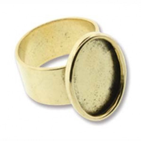 Nunn Design Ant Gold (Pl) Adj Ring w/Lge Oval Bezel