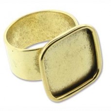 Nunn Design Ant Gold (Pl) Adj Ring w/15mm Square Bezel