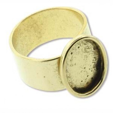 Nunn Design Ant Gold (Pl) Adj Ring w/Sm Oval Bezel