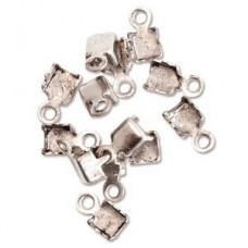 14PP Nunn Design Antique Silver Rhinestone Chain Connectors or Fold-over cord ends for 1mm cord - Pk of 18
